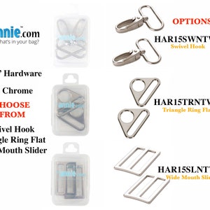 ByAnnie 1.5 inch Hardware In Chrome (Choose Type) Swivel Hook, Triangle Ring, or Wide Mouth Slider -Read Description
