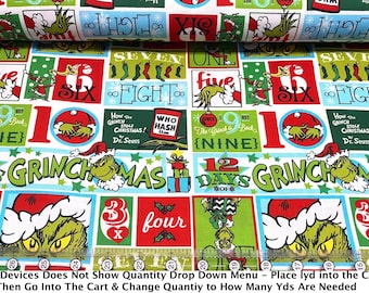 How the Grinch Stole Christmas Fabric Licensed by Robert Kaufman 100% Quilt Cotton Pls See Photos-Read Description