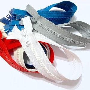 Cremallera separadora YKK n.° 5: plástico moldeado Vislon, peso medio (30-91 cm)