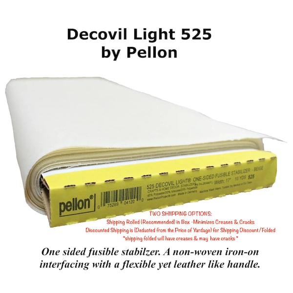 Decovil Light 525 Non-Woven Interfacing with Leather-Like Handle by Pellon 17" WIDE ; SEE VIDEO & Photos/Shipping Options- Read Description