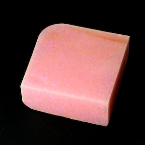 Oparex Opal 114g OLP424 Glitter Opal Salmon Pink Imitation Opal Rough Block Stone with Glitter / Pinfire Pattern for stone carving
