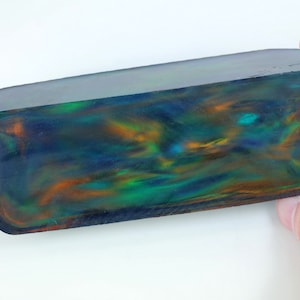 Oparex Opal 288g OLP390 Aurora Black Imitation Opal Rough Block Stone with Aurora / Nebula Pattern for DIY wood pendant (Made by Kyocera)