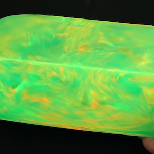 Oparex Opal 511g OLP356 Neon Green Imitation Opal Rough with Aurora / Nebula Pattern for wood ring and pendant (Made by Kyocera)