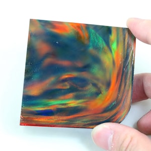 Oparex Opal 124g OLP334 Lava Black Imitation Opal Rough Block Slab with Aurora / Nebula Pattern for carving and jewelry ring and pendant