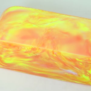 Oparex Opal 523g OLP328 Yellow Moon Imitation Opal Rough Block Stone with Aurora / Nebula Pattern for wood carving pendant