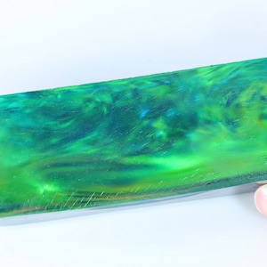 Oparex Opal 288g OLP335 Green Chameleon Imitation Opal Rough Block Stone with Aurora / Nebula Pattern for wood ring and pendant