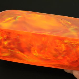 Oparex Opal 520g OLP330 Flame Orange Imitation Opal Rough Block Stone with Aurora / Nebula Pattern for handmade opal jewelry pendant