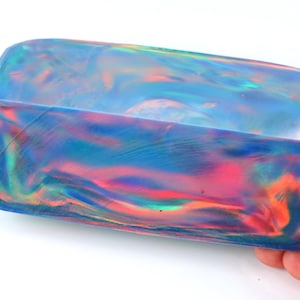 Oparex Opal 497g OLP301 Dreamy Teal Imitation Opal Rough Block Stone with Aurora Nebula Pattern DIY wood resin doublet ring pendant jewelry