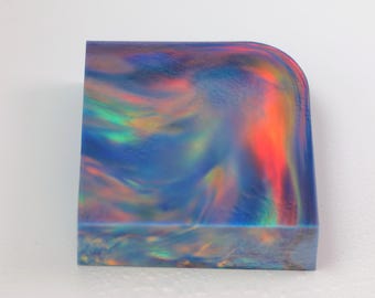 Oparex Opal OLP301 117g Dreamy Teal Imitation Opal Rough Block Stone with Aurora Nebula