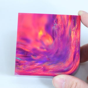 Oparex Opal 122g OLP323 Cherry Red Imitation Opal Rough Block Stone with Aurora / Nebula Pattern for DIY wood pendant