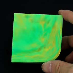 Oparex Opal 117g OLP356 Neon Green Imitation Opal Rough with Aurora / Nebula Pattern for wood ring and pendant (Made by Kyocera)