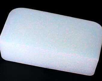 Oparex Opal 496g OLP417 Glitter Opal White Imitation Opal Block Stone Rough with Glitter / Pinfire Pattern for stone carving and inlay 1