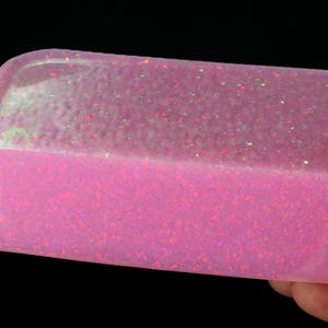 Oparex Opal 426g OLP422 Glitter Opal Pink Imitation Opal Block Stone Rough with Glitter / Pinfire Pattern for stone carving and inlay