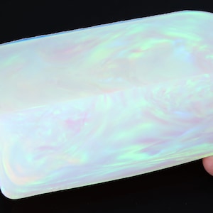 Oparex Opal 521g OLP316 White Imitation Opal Rough Stone Block with Aurora / Nebula Pattern for DIY wood pendant