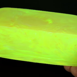 Oparex Opal 507g OLP312 Neon Yellow UV Reactive Imitation Opal Rough Block Stone with Aurora / Nebula Pattern for handmade ring and pendant