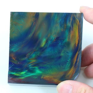 Oparex Opal 120g OLP390 Aurora Black Imitation Opal Rough Block Stone with Aurora / Nebula Pattern for DIY wood pendant (Made by Kyocera)