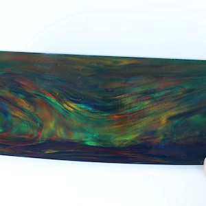Oparex Opal 5mm Slice OLP390 Aurora Black Imitation Opal Flat with Aurora Nebula Pattern resin DIY wood inlay silver ring pendant charm 2