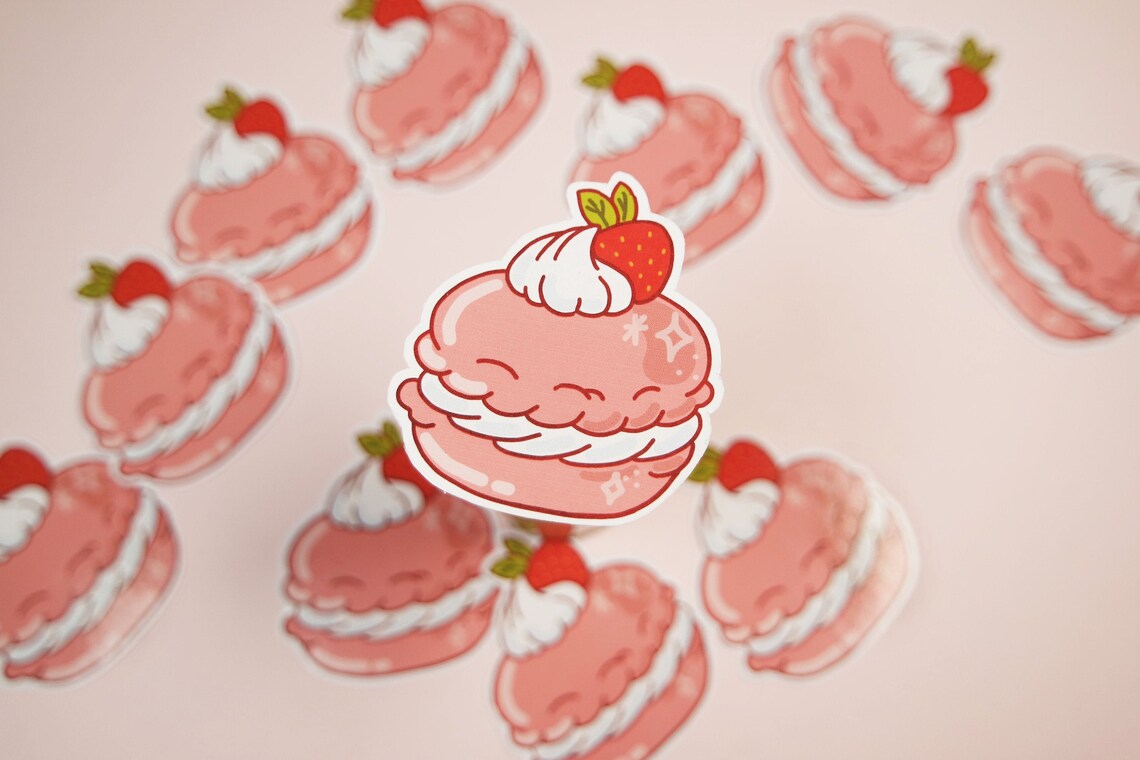 Macaron Sticker Cute Stickers Kawaii Stickers Snack Etsy