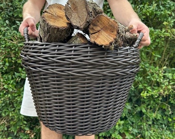 Firewood Holder, Large Log Storage Basket, firewood carrier, indoor firewood rack, Gift Idea for Fireplace Decor 28L