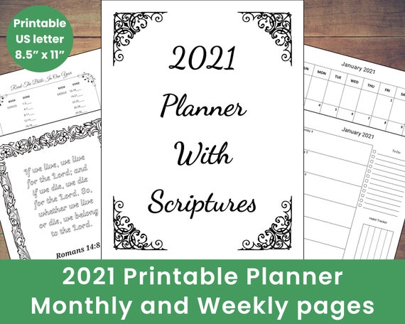 Printable 2021 Planner with Scriptures has monthly and weekly | Etsy