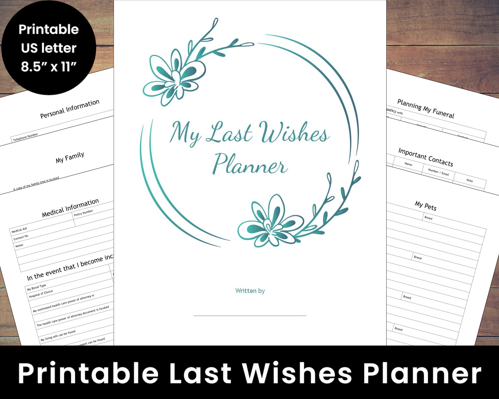 My Last Wishes Planner 8.5 x 11 US letter size PDF printable | Etsy