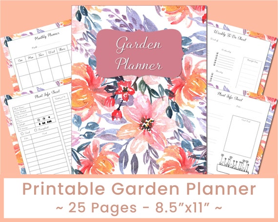Printable Garden Planner Binder pretty floral design 25 | Etsy