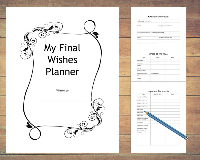 Free Printable Final Wishes Planner Printable Blank World