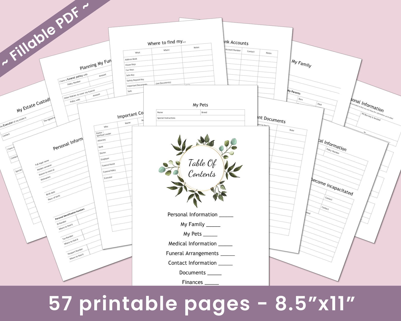 My Final Wishes Planner Interactive Fillable PDF 8.5x11 US Etsy