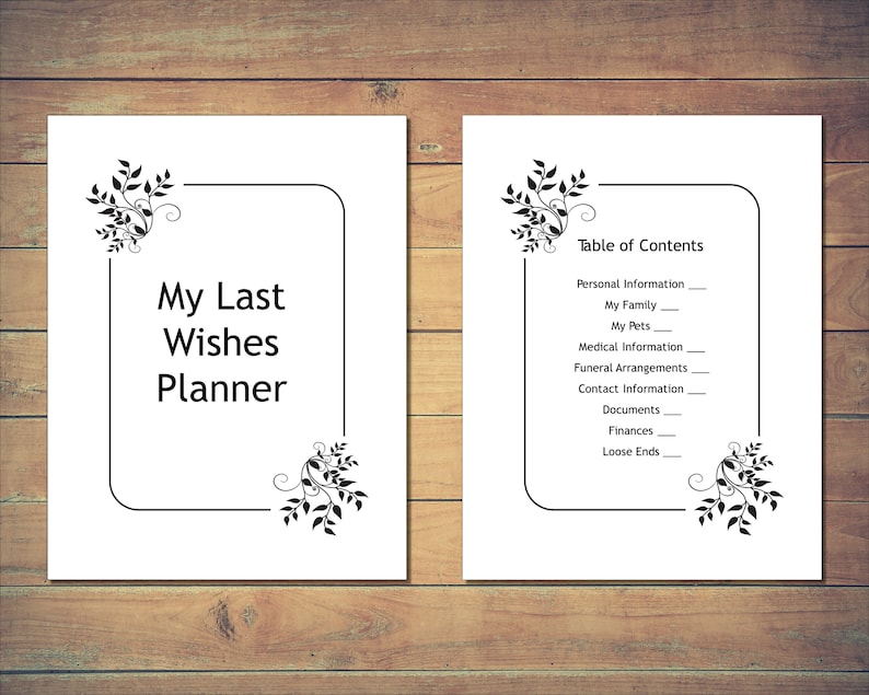 Printable My Last Wishes Planner Final Wishes After I'm Etsy