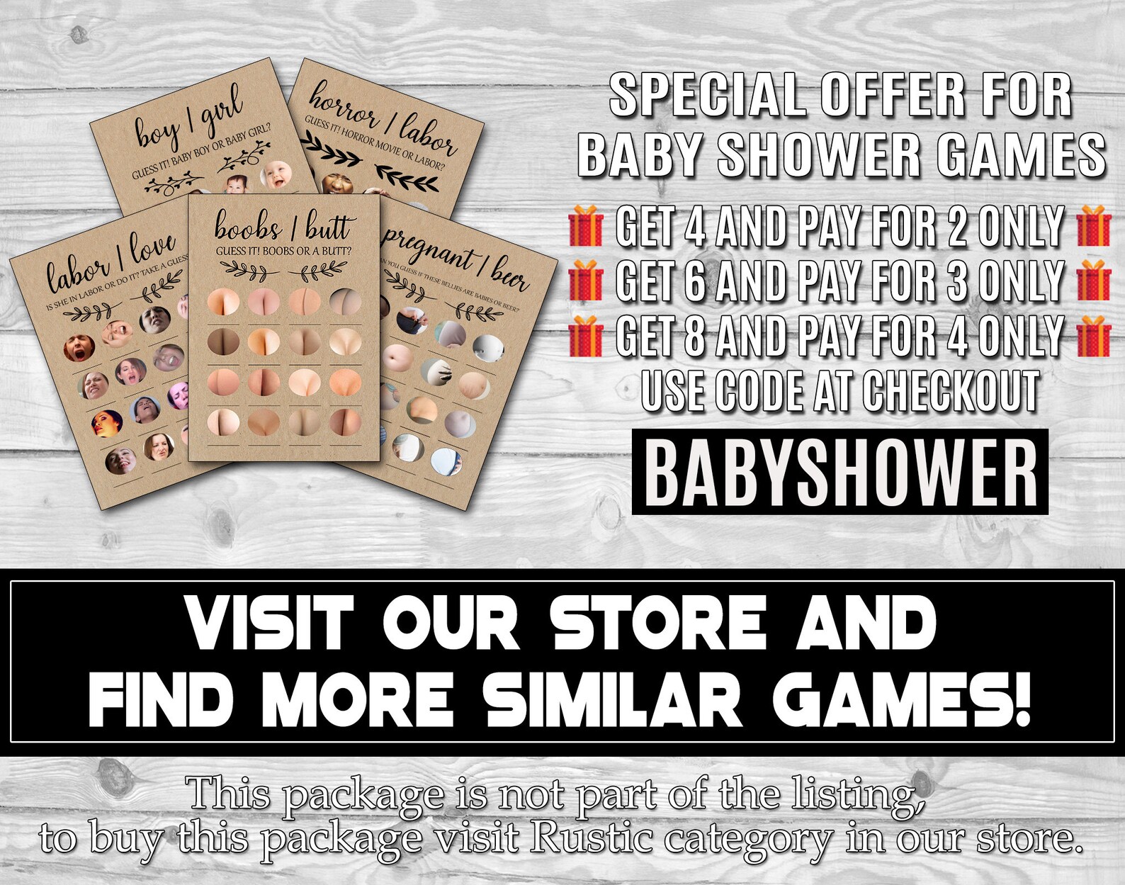 Labor or Love Baby Shower Games Classic Baby Game Rustic Etsy