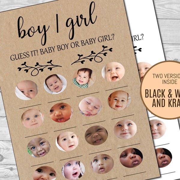 Boy Or Girl, Baby Shower Games, Classic Baby Game, Rustic Baby Shower, Kraft Paper Baby Shower