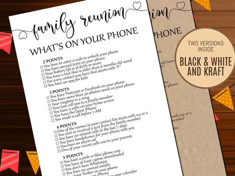 family reunion games whats on your phone family etsy