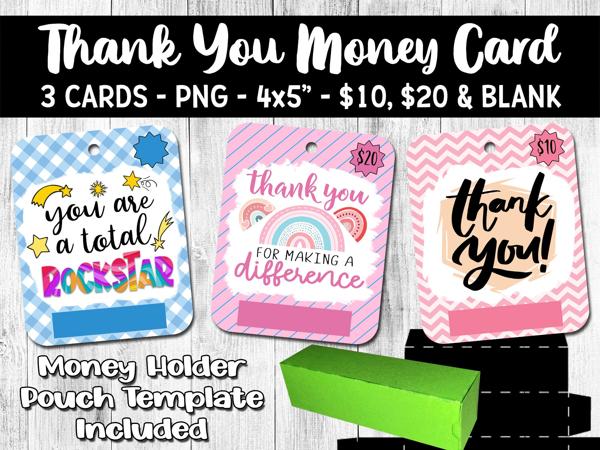 Thank You Money Card Thank You Card 3 Money Card PNG Etsy