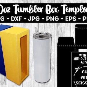 20oz Skinny Tumbler Box Template, SVG Label Tumbler Box Template PNG, 20oz Tumbler Box SVG