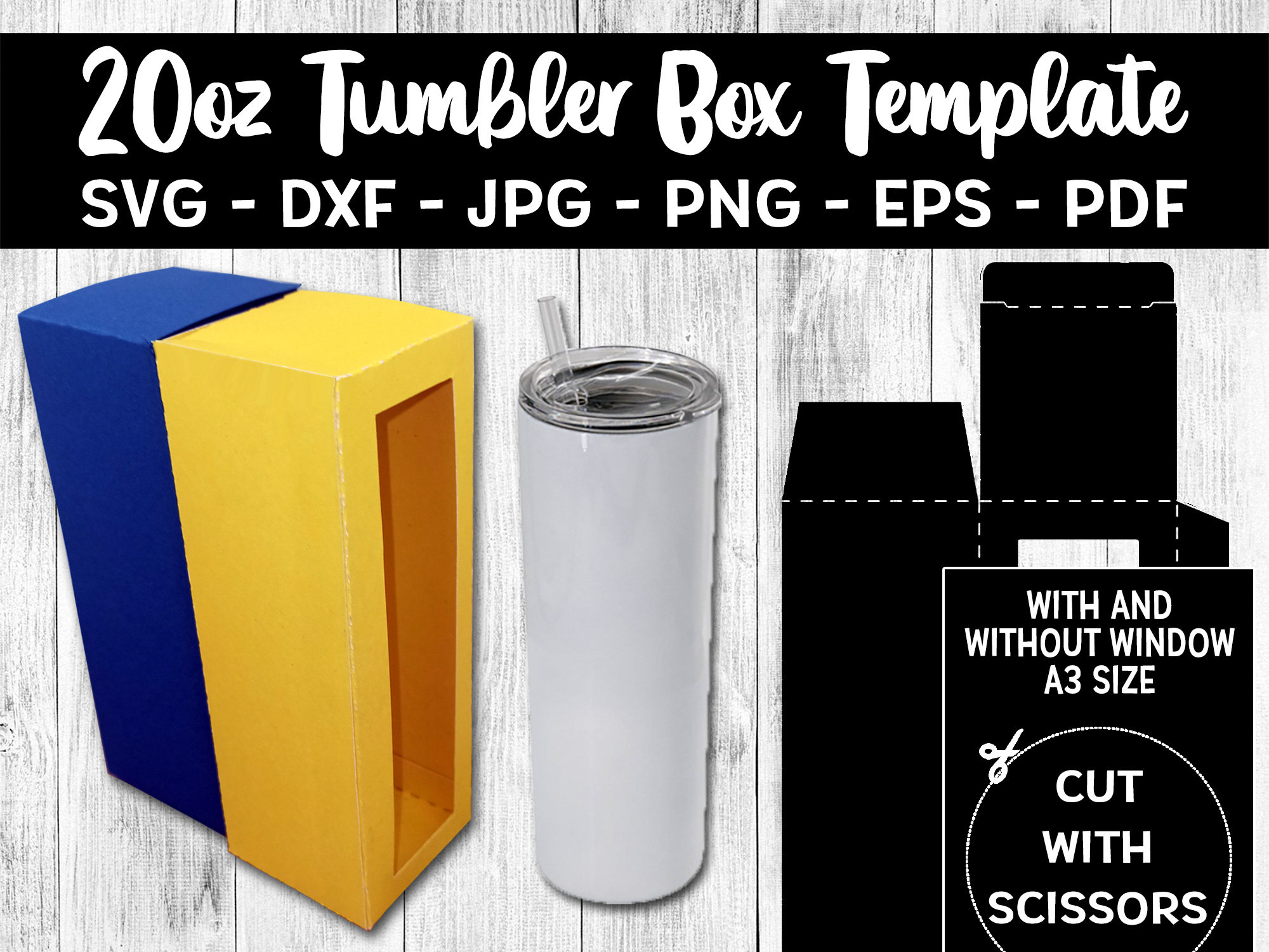 20oz Skinny Tumbler Box Template SVG Label Tumbler Box Etsy