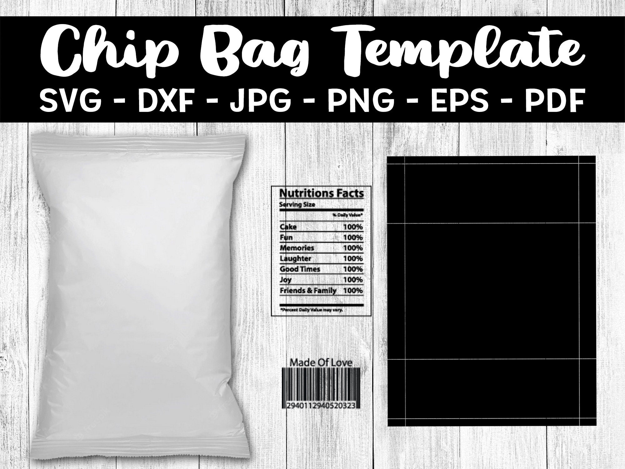 Potato Chip Bag Template - Etsy
