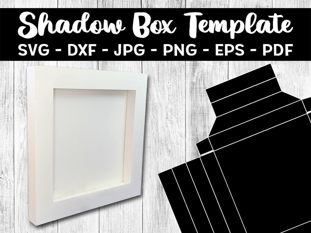 Shadow Box Frame 8x8 Inch SVG Template With and Without Scoring Tool  dashed, DIY Cardstock Frame SVG for Cricut and Silhouette 