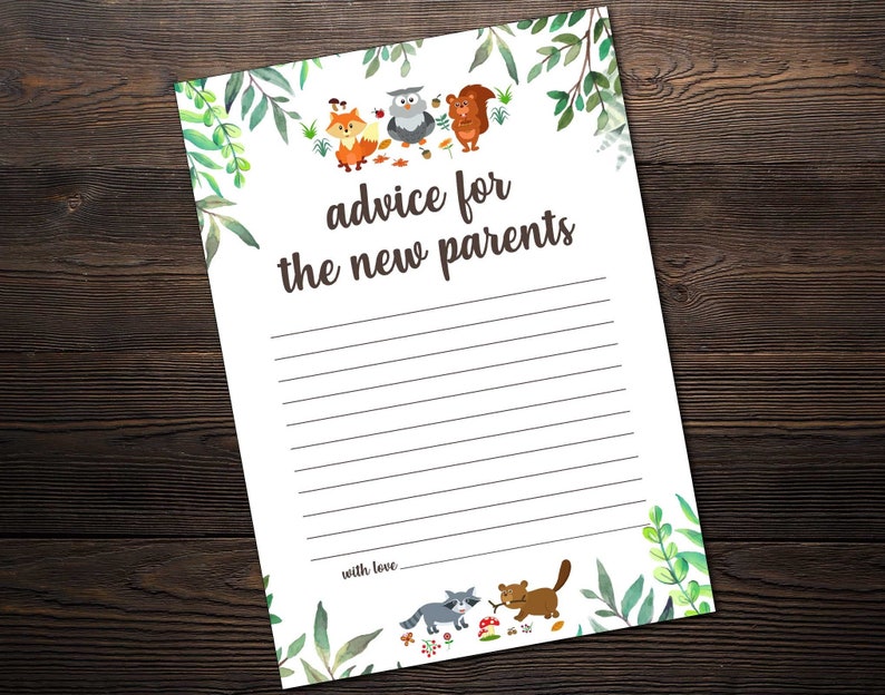 Advice New Parents Woodland Baby Shower Games Parents to Be Etsy