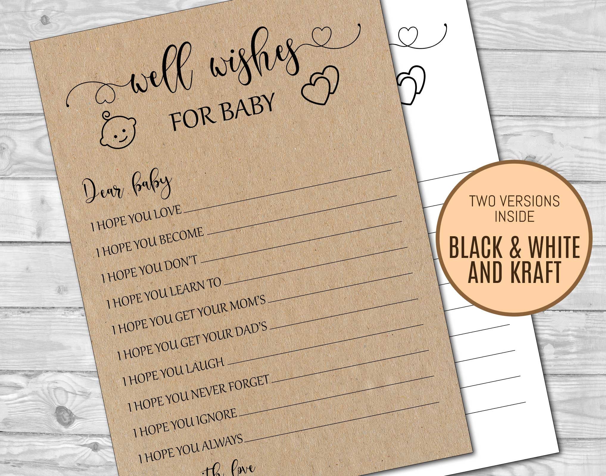 Buenos deseos para el bebé baby shower clásico deseos para Etsy España