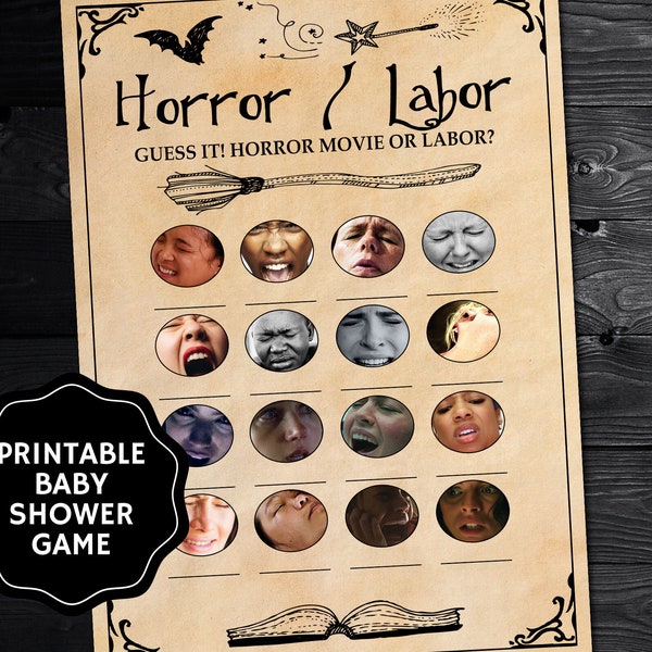 Horror Or Labor, Wizard Baby Shower Games, Magical Baby Shower Games, Funny Baby Shower Games