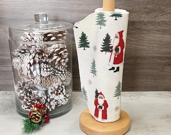 Christmas Reusable Paper Towels, 10 - 10" x 10" Assorted Christmas unpaper Towels, Cloth Paper Towels, Eco Friendly, Kitchen Christmas Decor