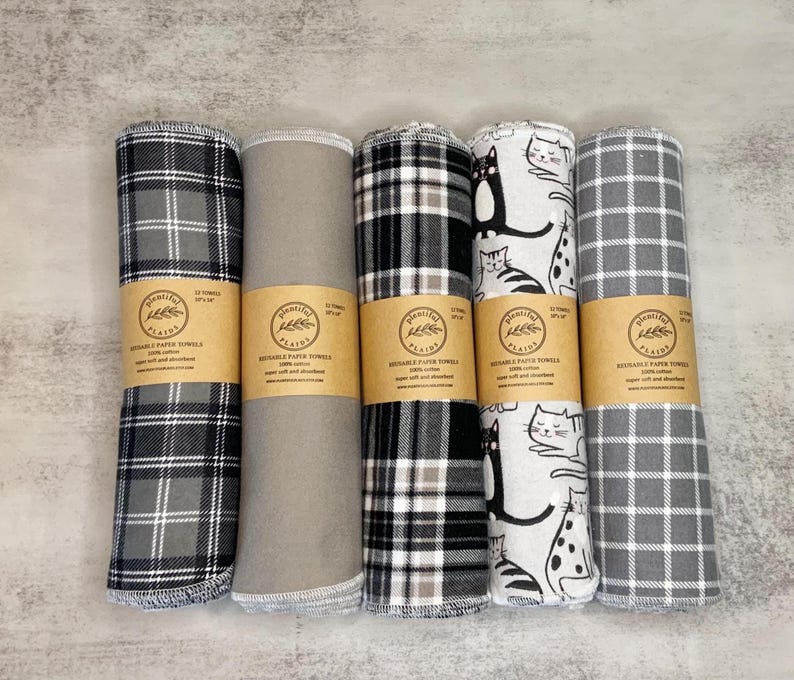 Reusable Paper Towels / Unpaper towels / 1 -ply Paperless towels / Plants / Fruit / Solid / Plaid / Sunflower / Cottagecore / Cloth towel image 4