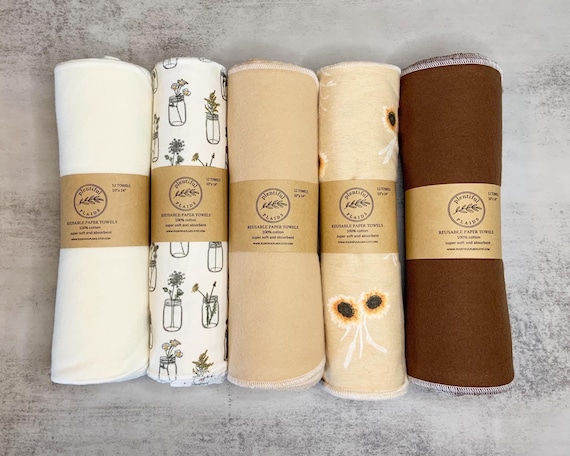 Reusable Paper Towels / Unpaper towels / 1 -ply Paperless towels / Plants / Fruit / Solid / Plaid / Sunflower / Cottagecore / Cloth towel