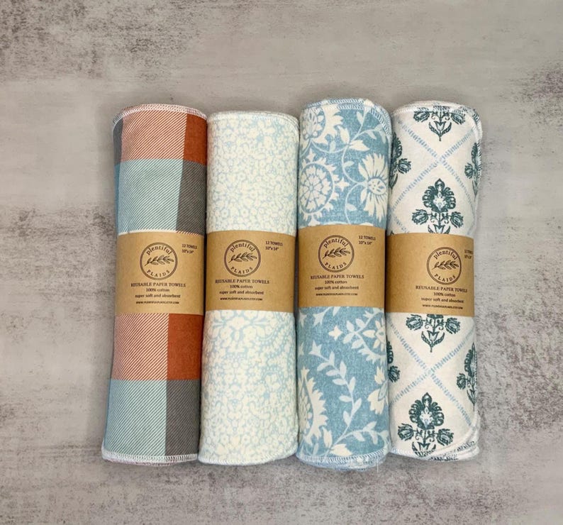 Reusable Paper Towels / Unpaper towels / 1 -ply Paperless towels / Plants / Fruit / Solid / Plaid / Sunflower / Cottagecore / Cloth towel image 6