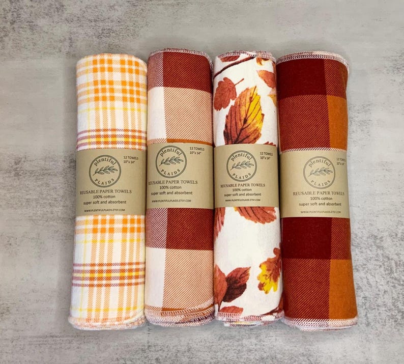 Reusable Paper Towels / Unpaper towels / 1 -ply Paperless towels / Plants / Fruit / Solid / Plaid / Sunflower / Cottagecore / Cloth towel image 2