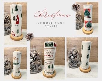 Choose your own festive design, Reusable Paper Towel, 6, 12 or 20 - 10" x 14" one ply Unpaper Towels, Christmas Towels, Cloth Paper Towels