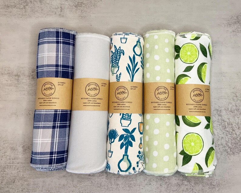 Reusable Paper Towels / Unpaper towels / 1 -ply Paperless towels / Plants / Fruit / Solid / Plaid / Sunflower / Cottagecore / Cloth towel image 5