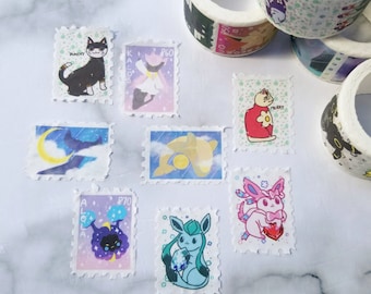 Stamp Washi Tape | Eeveelutions, Legendaries, Space Whales, Animal Crossing Cats