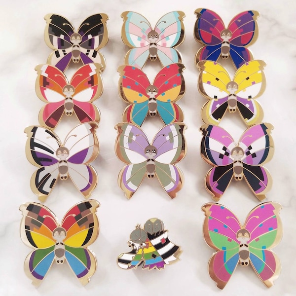 Prideillon Enamel Pins | Vivillon butterflies x Pride colors