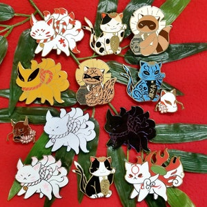 Mystical Friends Enamel Pins | Kitsune, Tanuki & more!